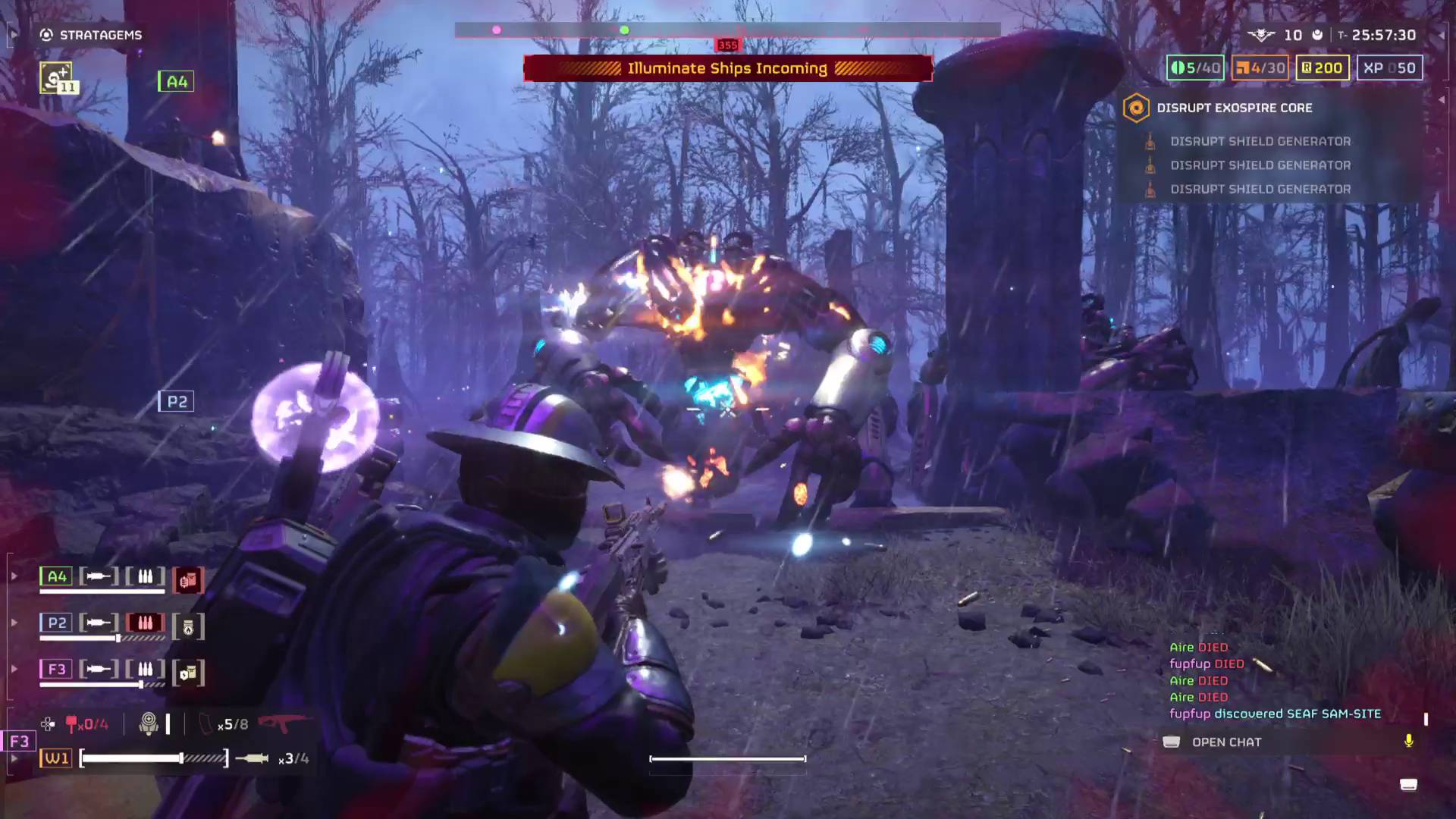 Helldivers 2 Illuminate Veracitor on fire