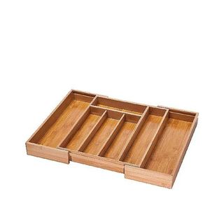 Expandable bamboo drawer organizer