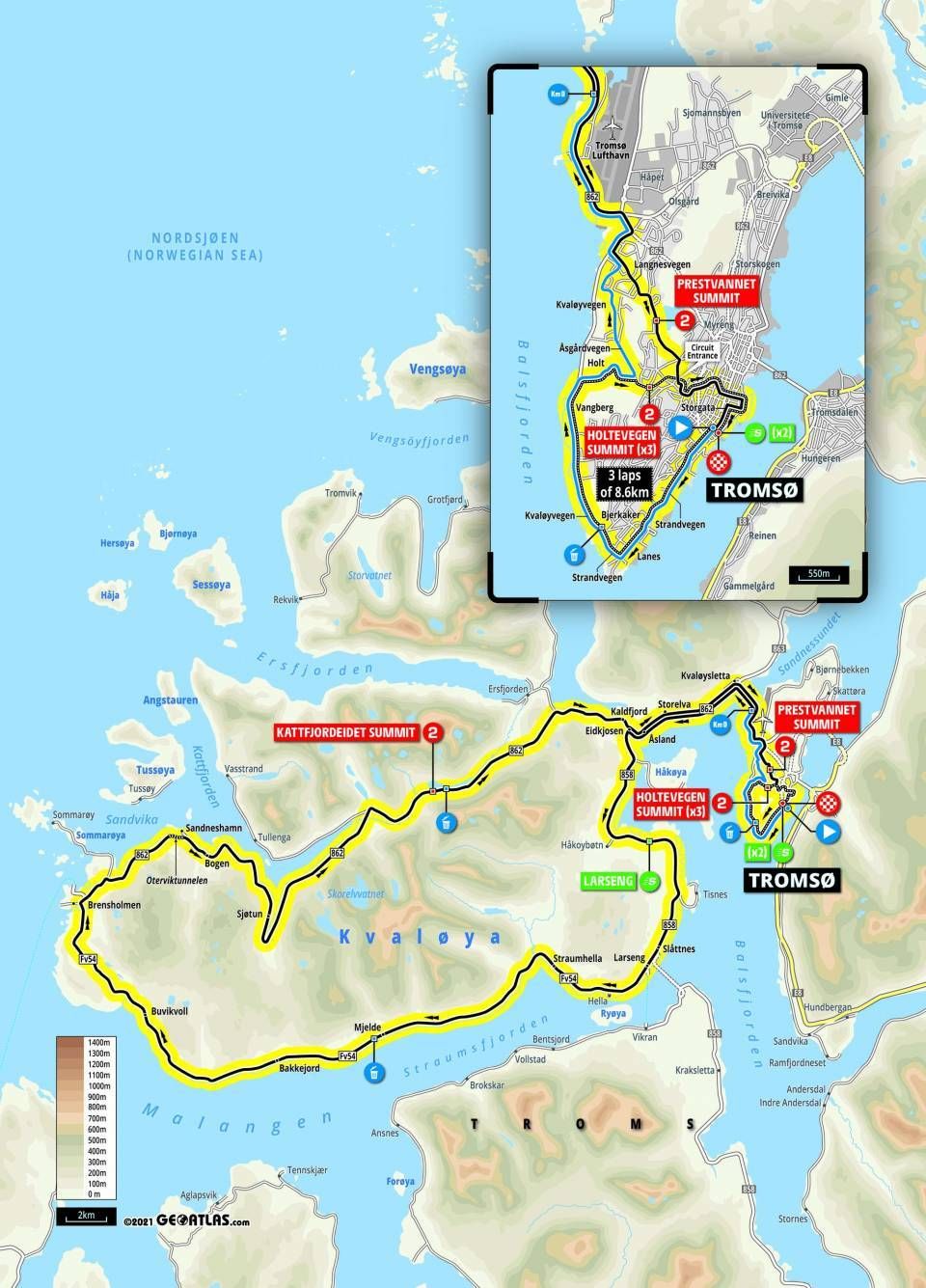 Arctic Race of Norway 2021 maps profiles