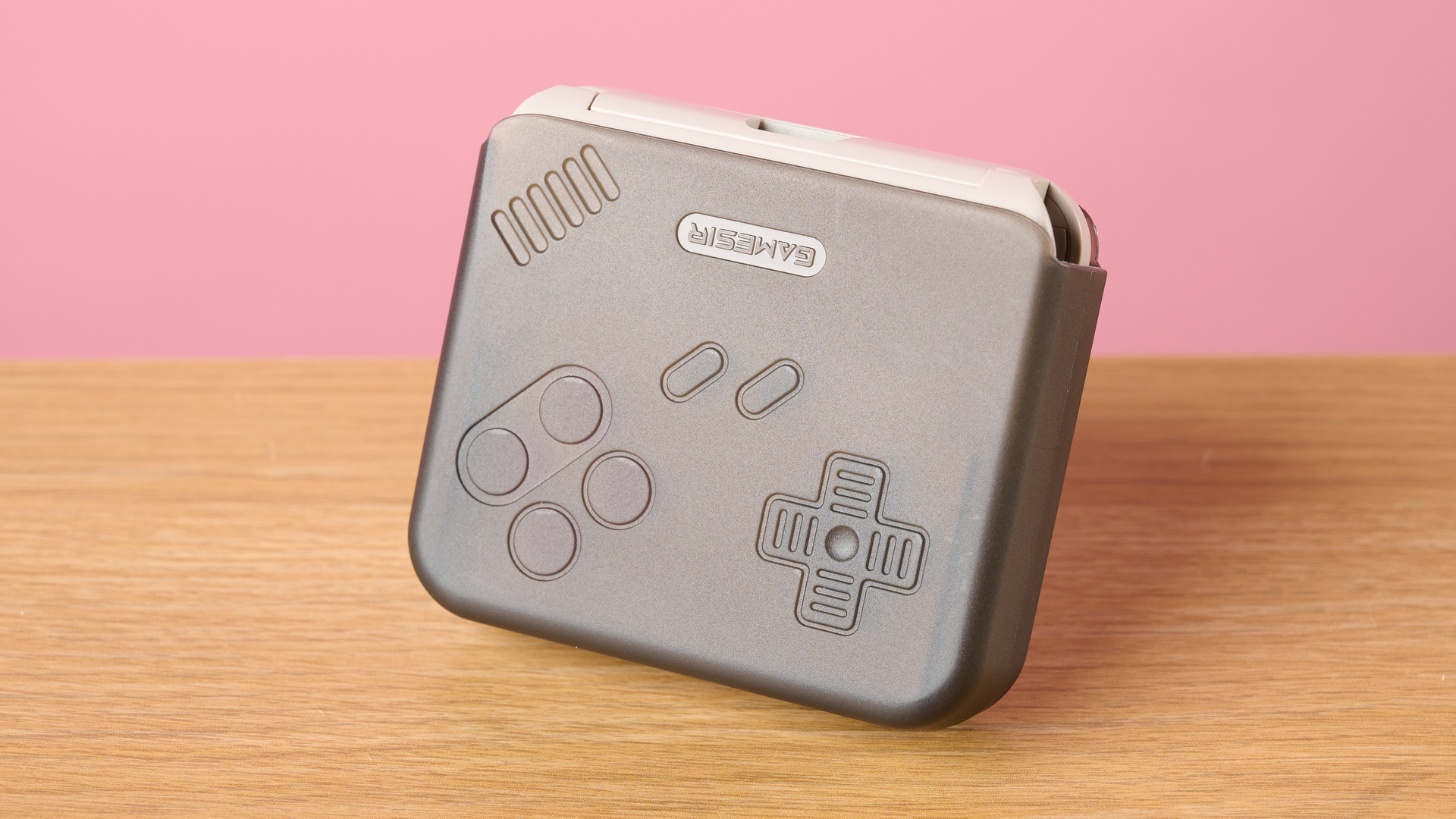 The GameSir Pocket Taco propped up in its carry case.