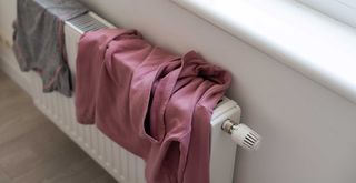 radiator with clothes on