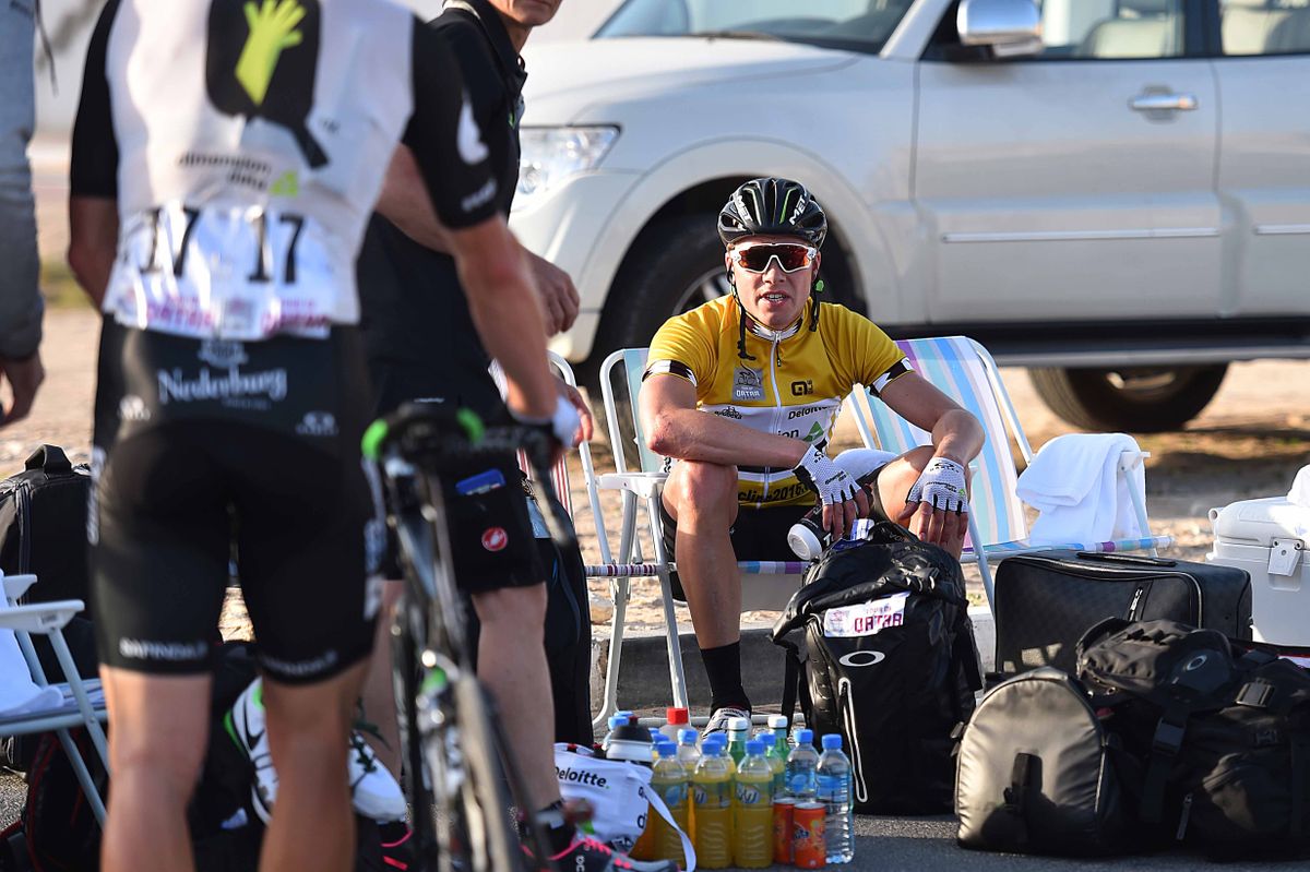 Edvald Boasson Hagen (Dimension Data) dejected after puncturing in the finale of stage 4
