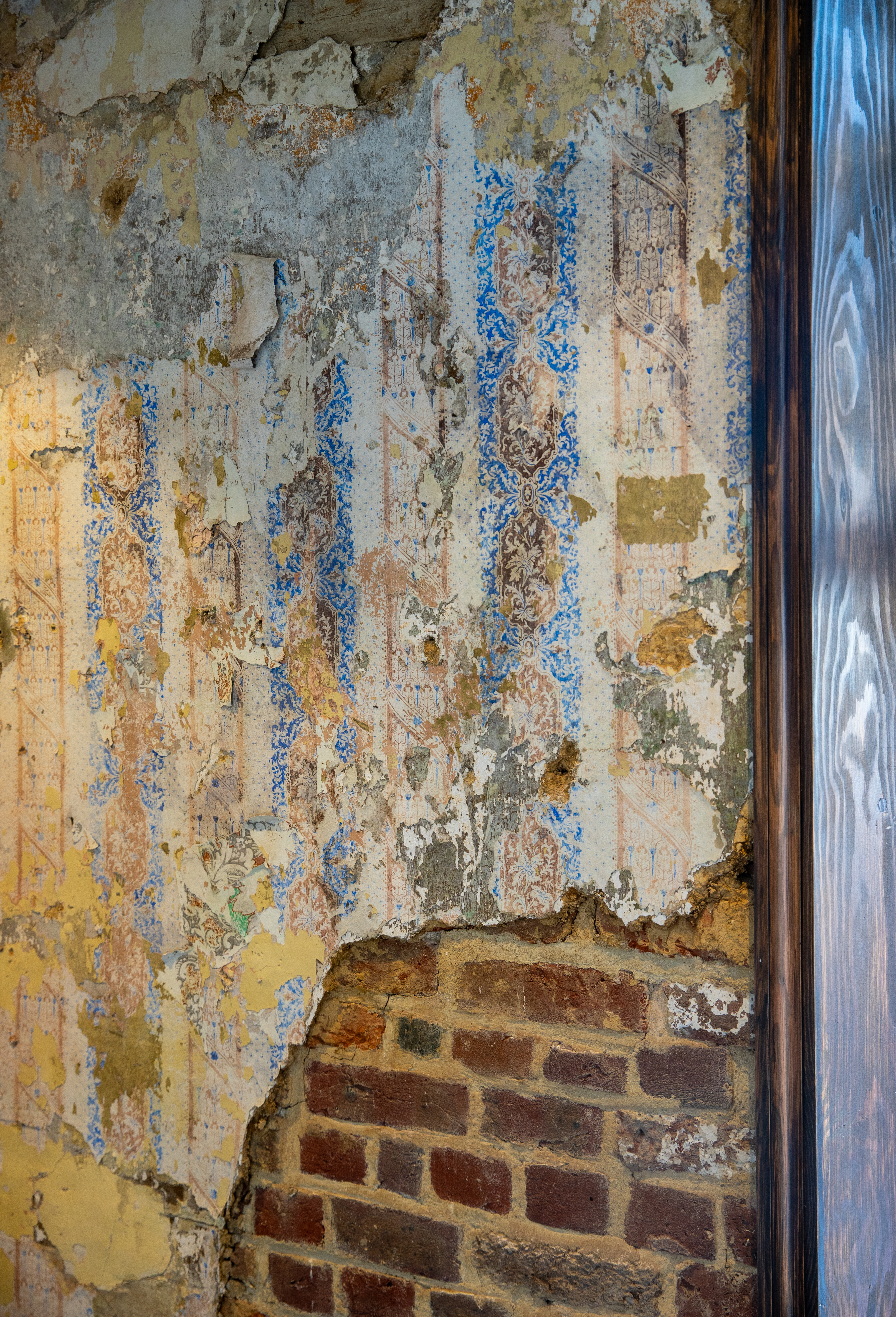 Detail of exposed bricks inside Sarabande Foundation's Tottenham studios