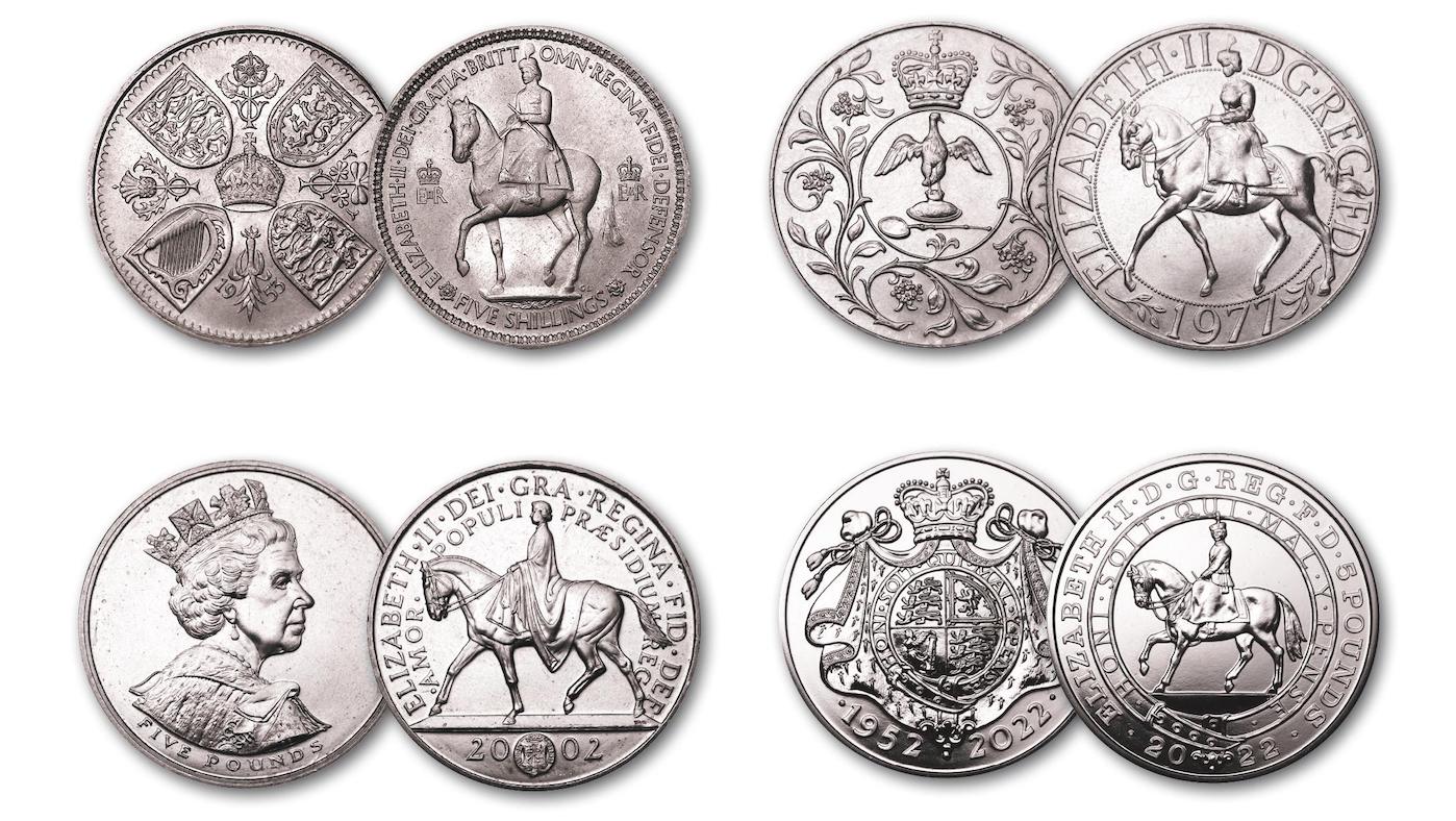 The Queen&rsquo;s life has been celebrated in a new set of coins showing her on horseback