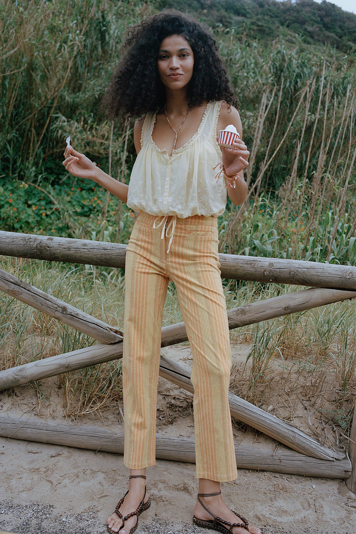 Free People, Cherry Scallop Top