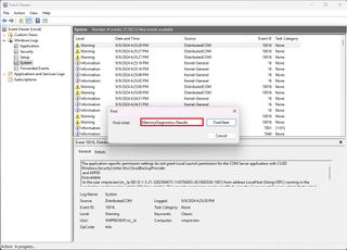 Search MemoryDiagnostics-Results in Event Viewer