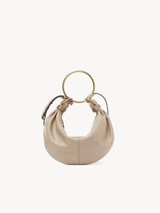 Small Bracelet Hobo Bag in Grained Leather