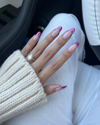 chrome pink french manicure