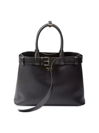 Buckle Large Leather Handbag With Belt