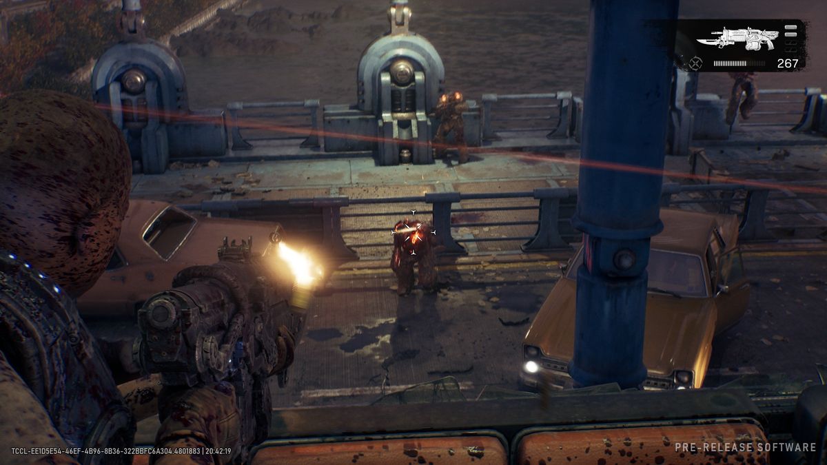 A screenshot from our Gears of War E-Day hands-on built on PC.