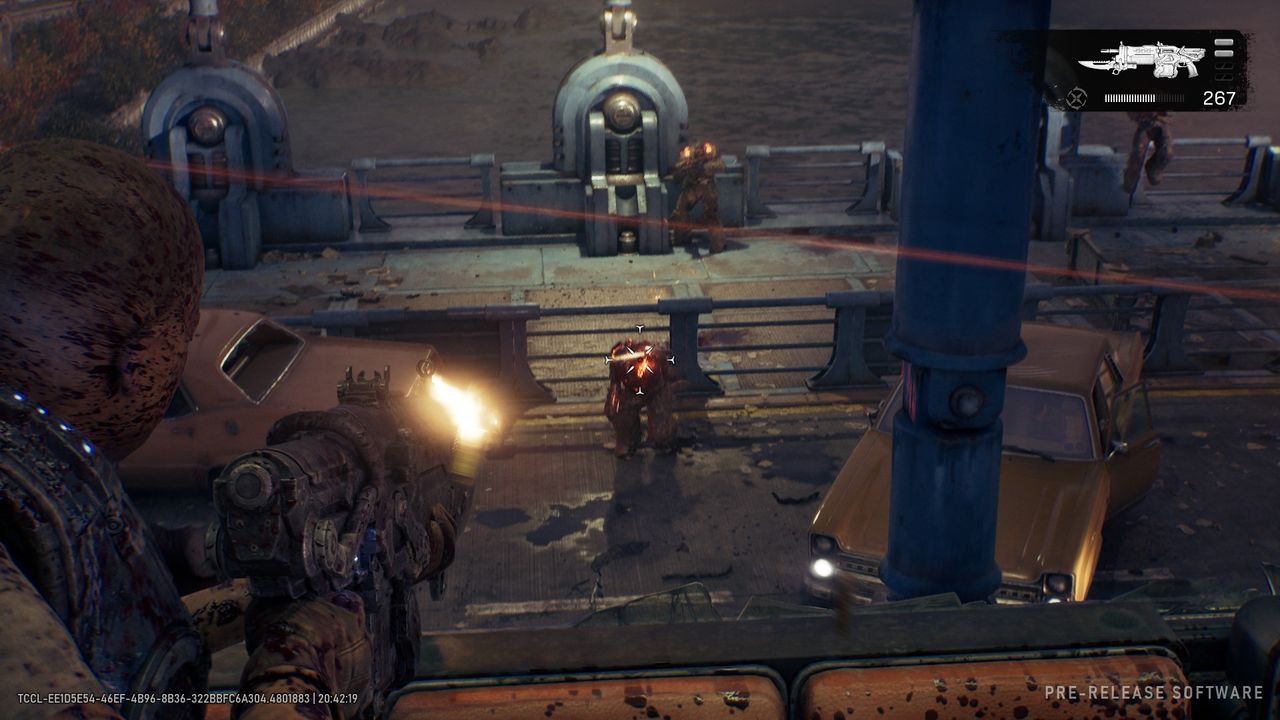 A screenshot from our Gears of War E-Day hands-on built on PC.