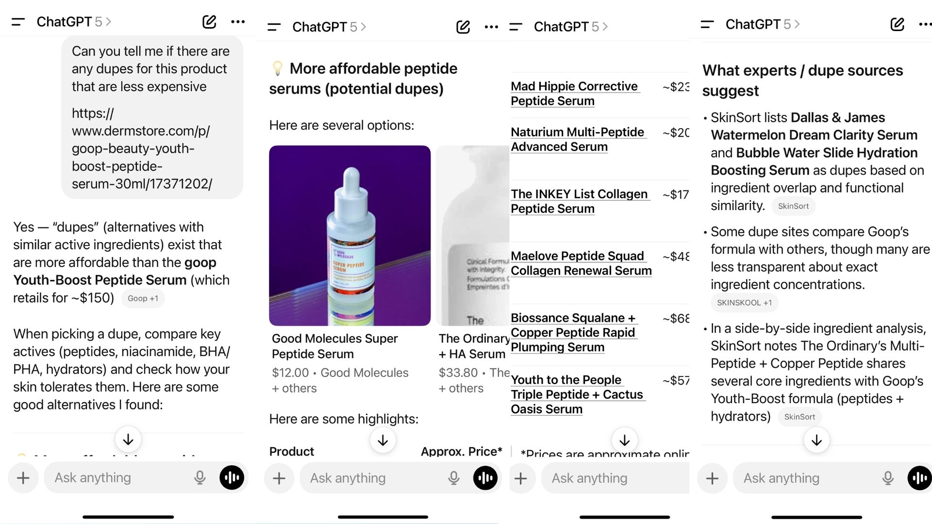 screenshot of ChatGPT