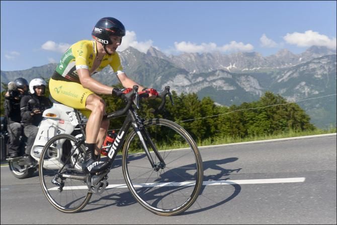 Mathias Frank (BMC) started the final stage time trial in the leader's jersey, but would drop to fifth overall