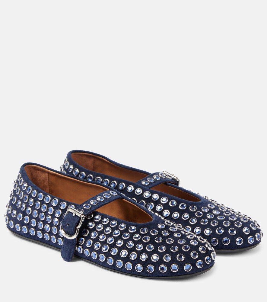 Embellished Suede Ballet Flats