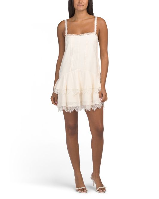 JL Luxe Label, Sleeveless Lace Trim Mini Dress