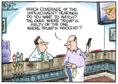 Political Cartoon U.S. Impeachment Coverage Fox News MSNBC CNN