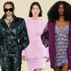 A collage of models from the spring/ summer 2026 runways.