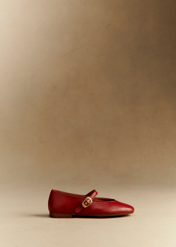 Valentin Low Ballerinas - Smooth Red - Sheep Leather - S&eacute;zane