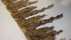 Fragments of the dead sea scrolls photographed in a lab in Jerusalem, Israel in 2012.