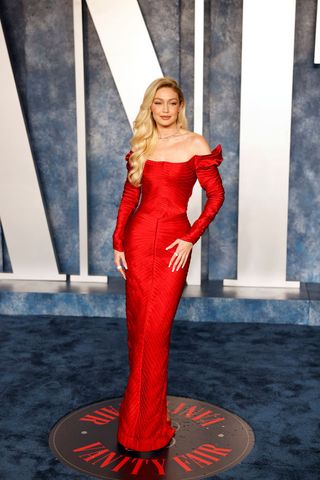 Gigi Hadid attends 2023 Vanity Fair Oscar Party hosted by Radhika Jones at Wallis Annenberg Center for the Performing Arts on March 12, 2023 in Beverly Hills, California. (Photo by Robert Smith/Patrick McMullan via Getty Images)