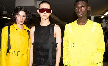 Matthew Miller S/S 2019 - Fluorescent yellow tops are worn by models