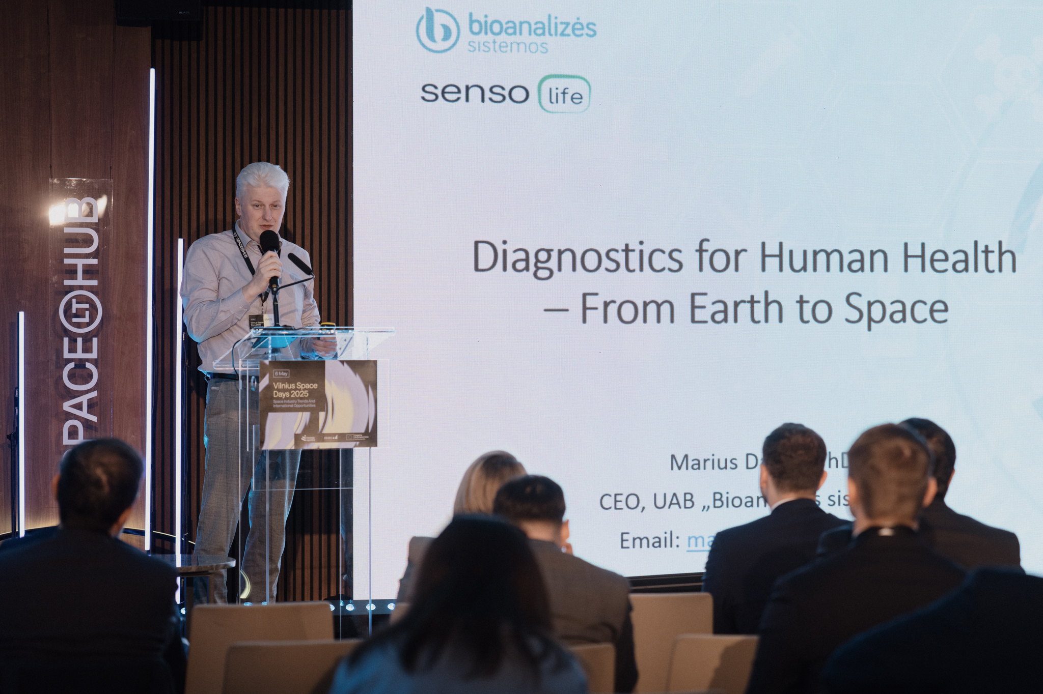 Marius Dagys, CEO of Sensolife, at Vilnius Space Days.
