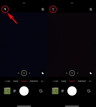 Toggling the glyph lights on the Nothing phone (1)'s camera UI