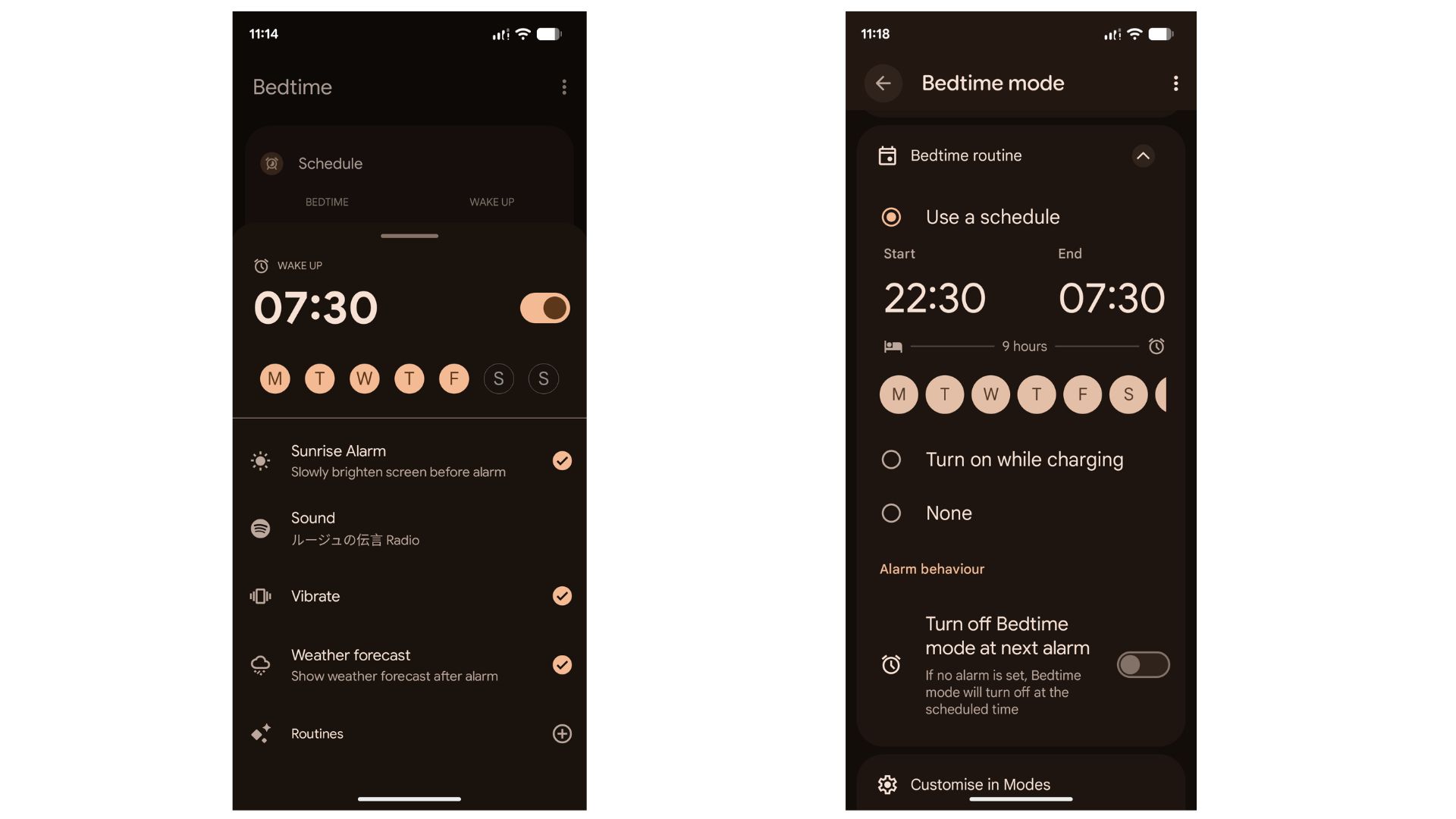 Google Clock App Bedtime Mode feature
