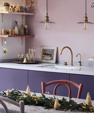 Christmas kitchen in pink and purple