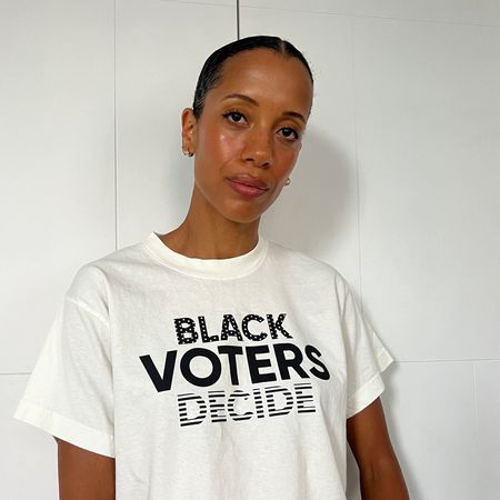 Carly Cushnie wears a white t shirt in support of Planned Parenthood