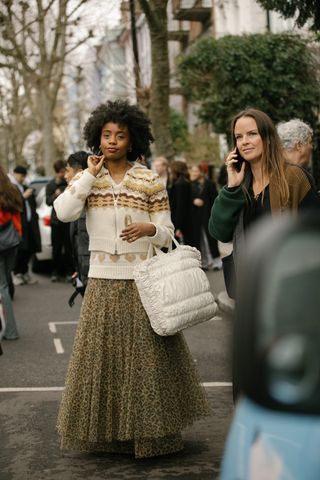 leopard print skirt at London fashion week