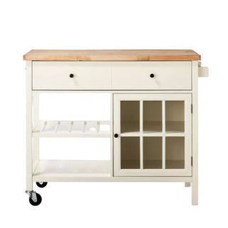 A cream kitchen island trolley