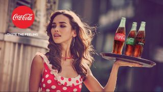 Coca-Cola applies its familiar colour palette to all its branding imagery