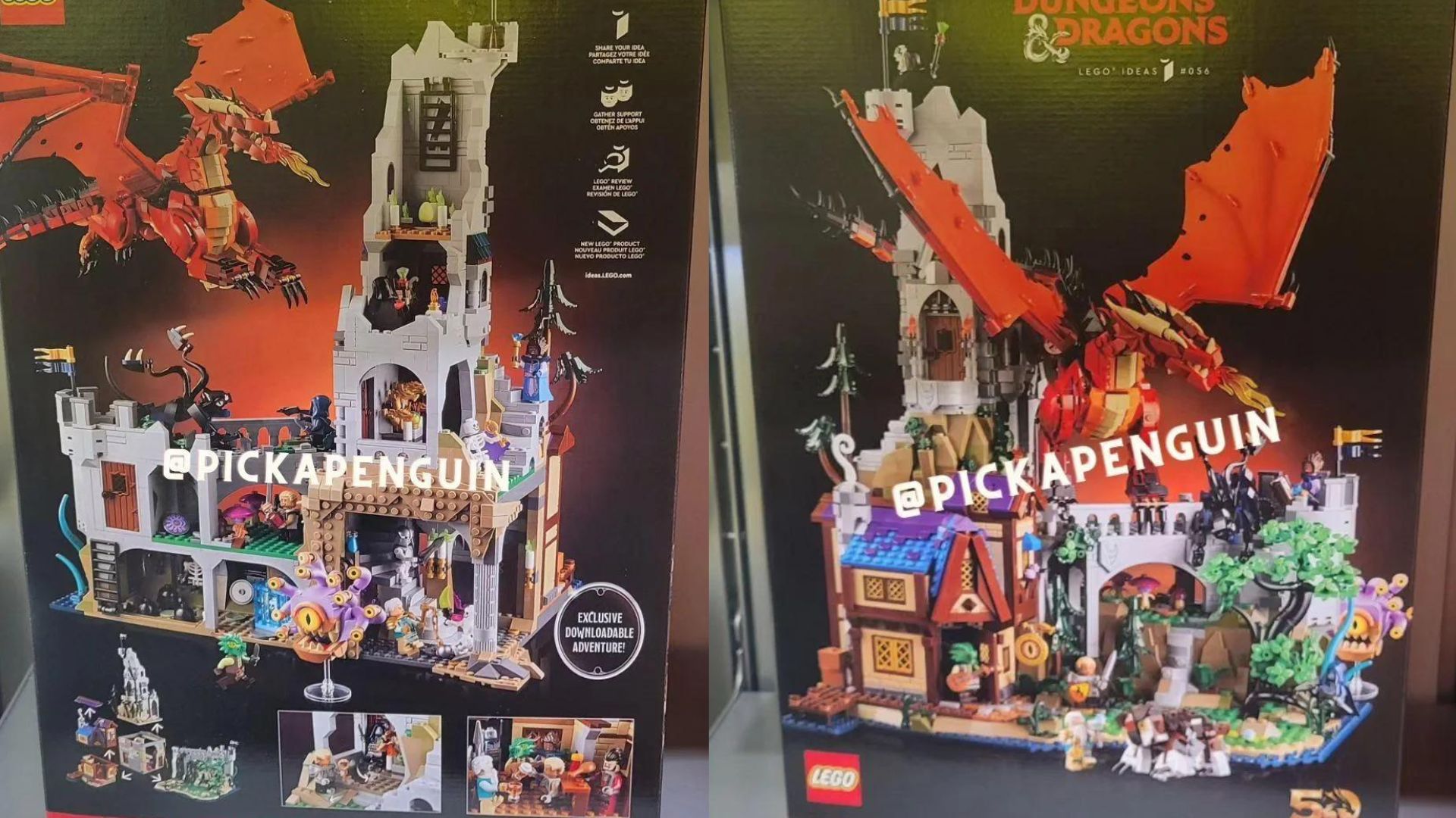 Front and back view of the box for the Lego D&D set