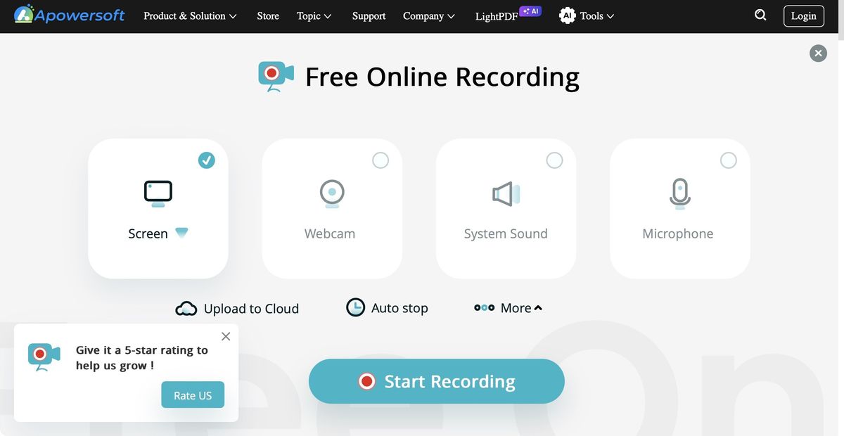 Apowersoft Free Online Screen Recorder during our review