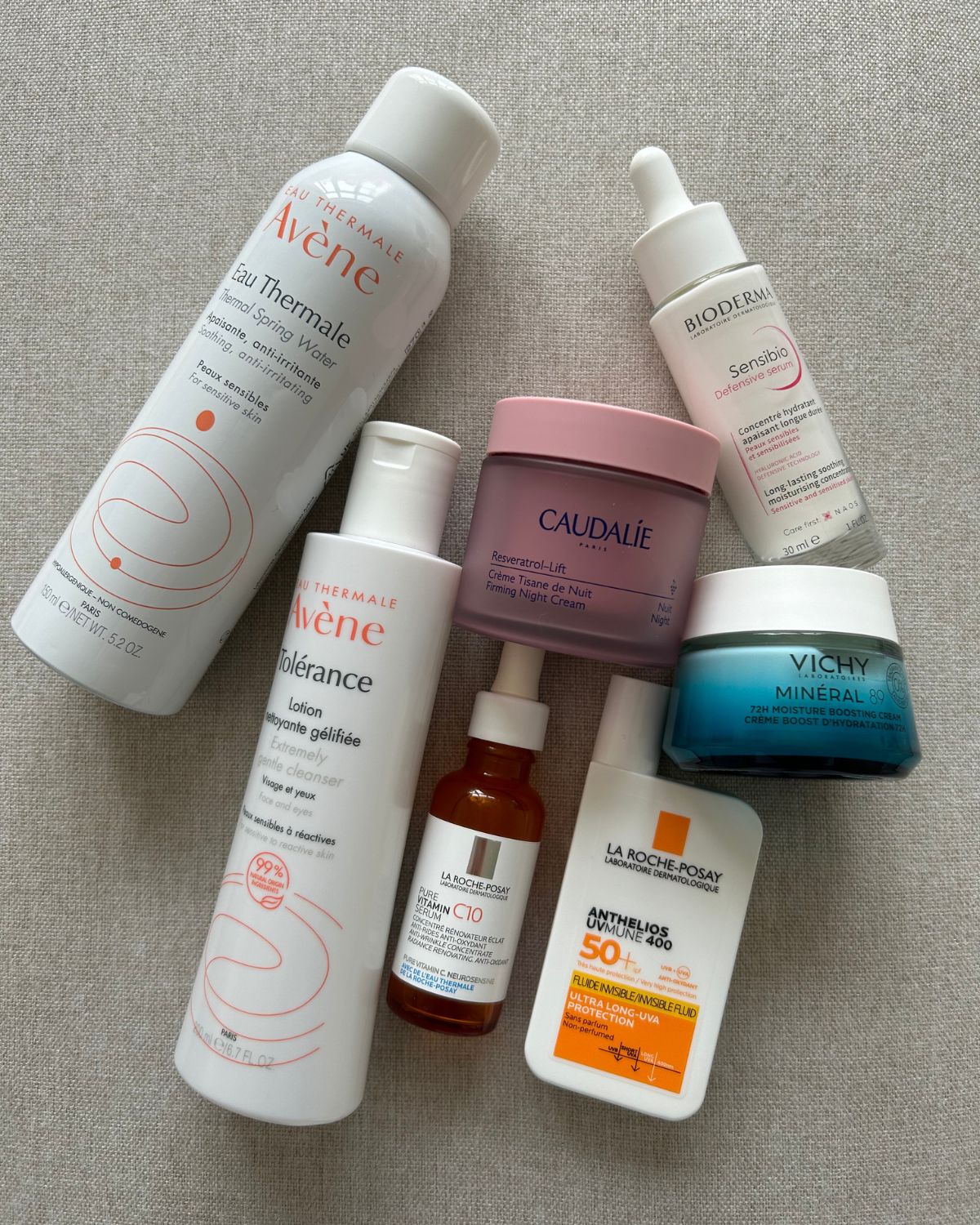 A collection of French skincare products
