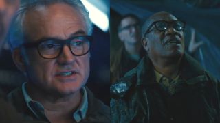 Bradley Whitford and Joe Morton pictured side by side in Godzilla: King Of The Monsters.
