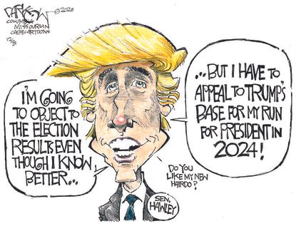 Political Cartoon U.S. Josh Hawley Trump election