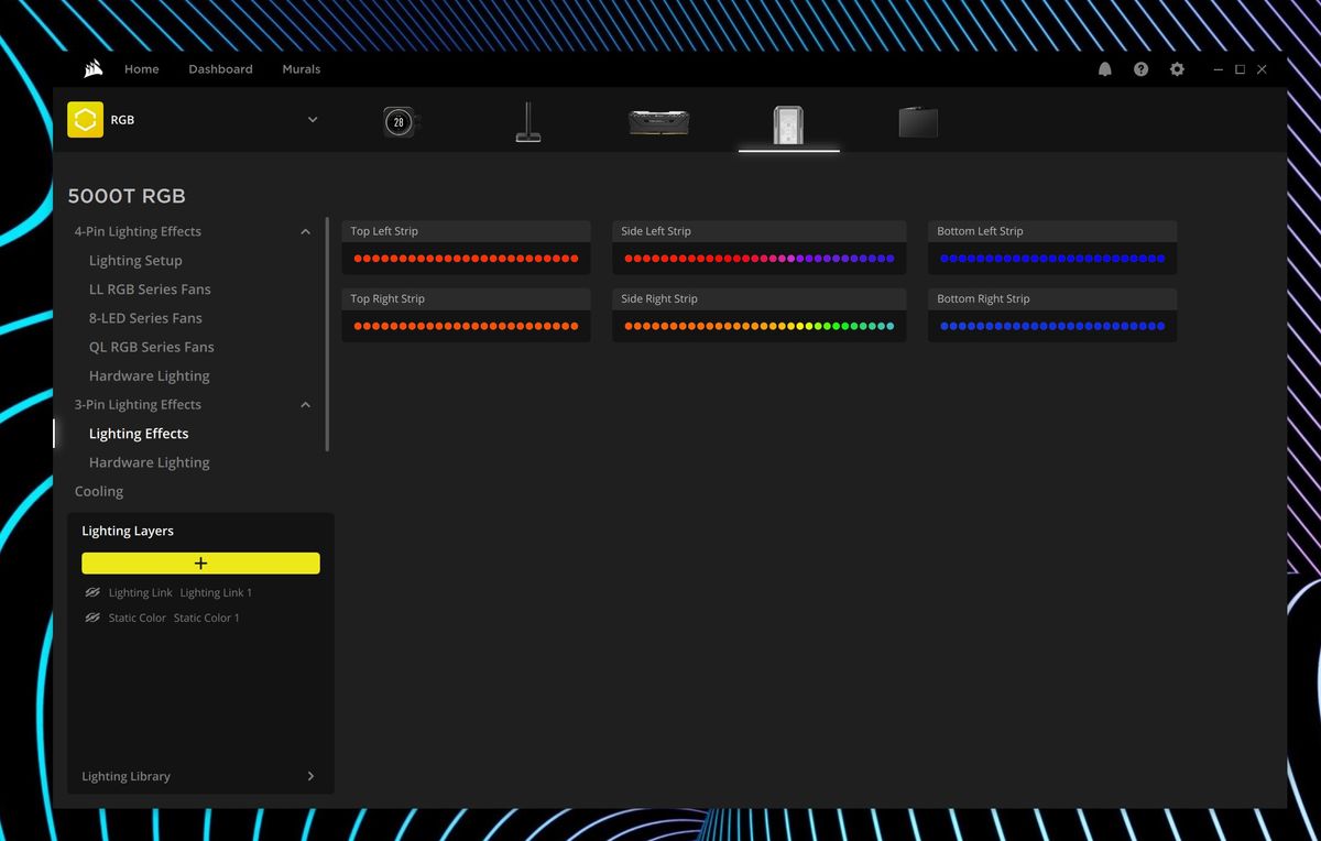 Screenshots showing Corsair's iCUE utility