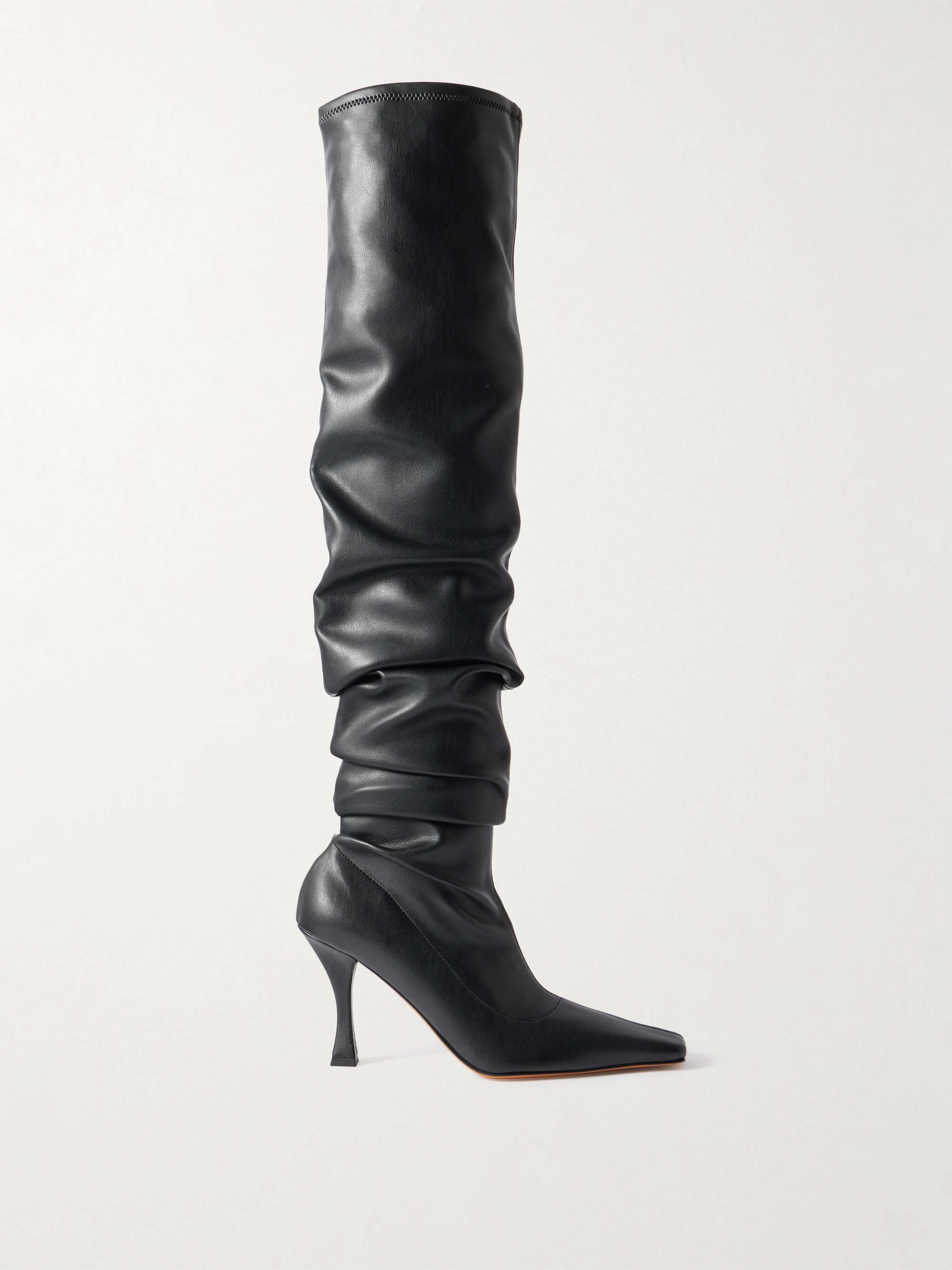 Trap Ruched Leather Over-The-Knee Boots