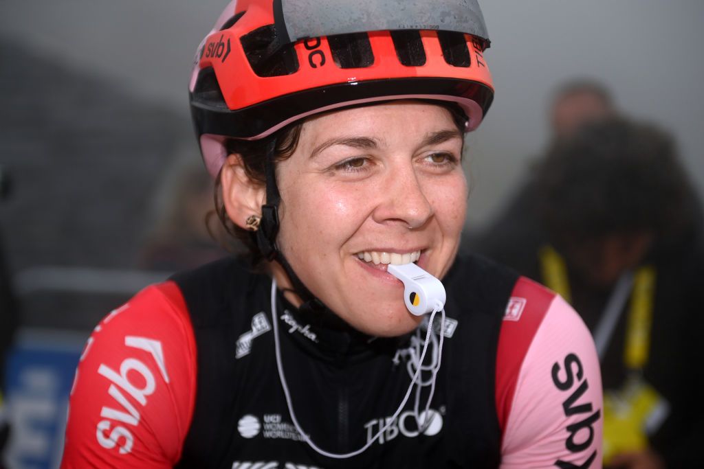 Alison Jackson (EF Education-TIBCO-SVB) with her downhill whistle