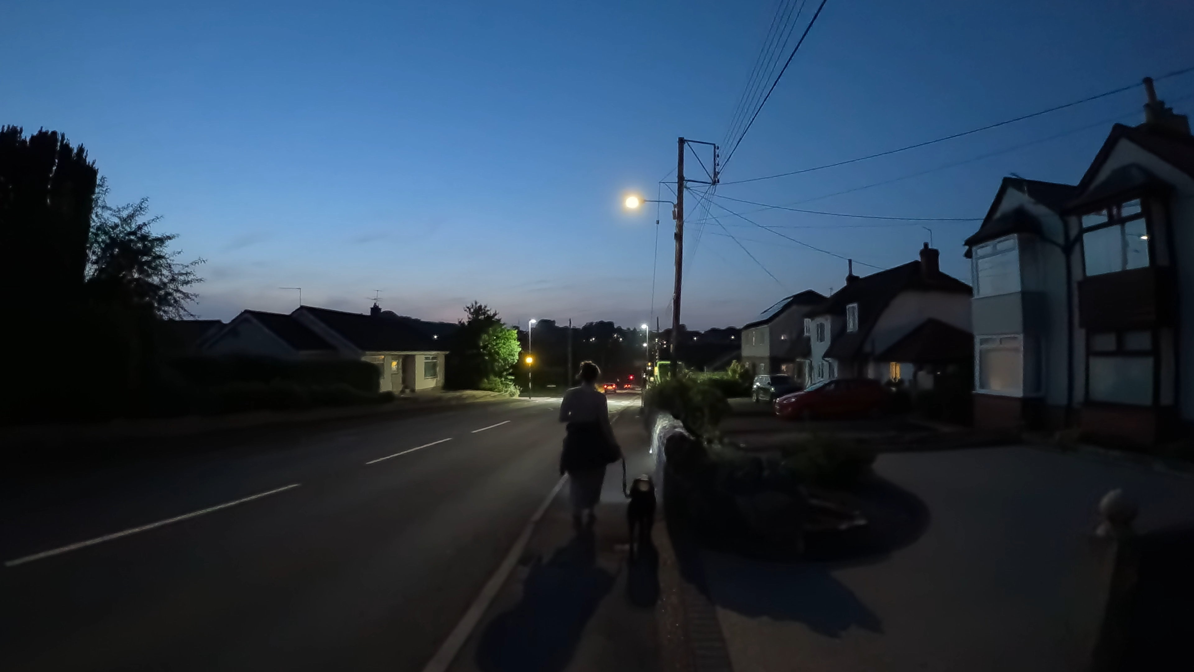 A nighttime still taken from a video shot on the GoPro Mission 1 Pro