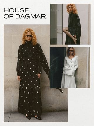 One of the best scandinavian clothing brands, House of Dagmar is shown in a collage of images with models wearing winter clothing from the brand