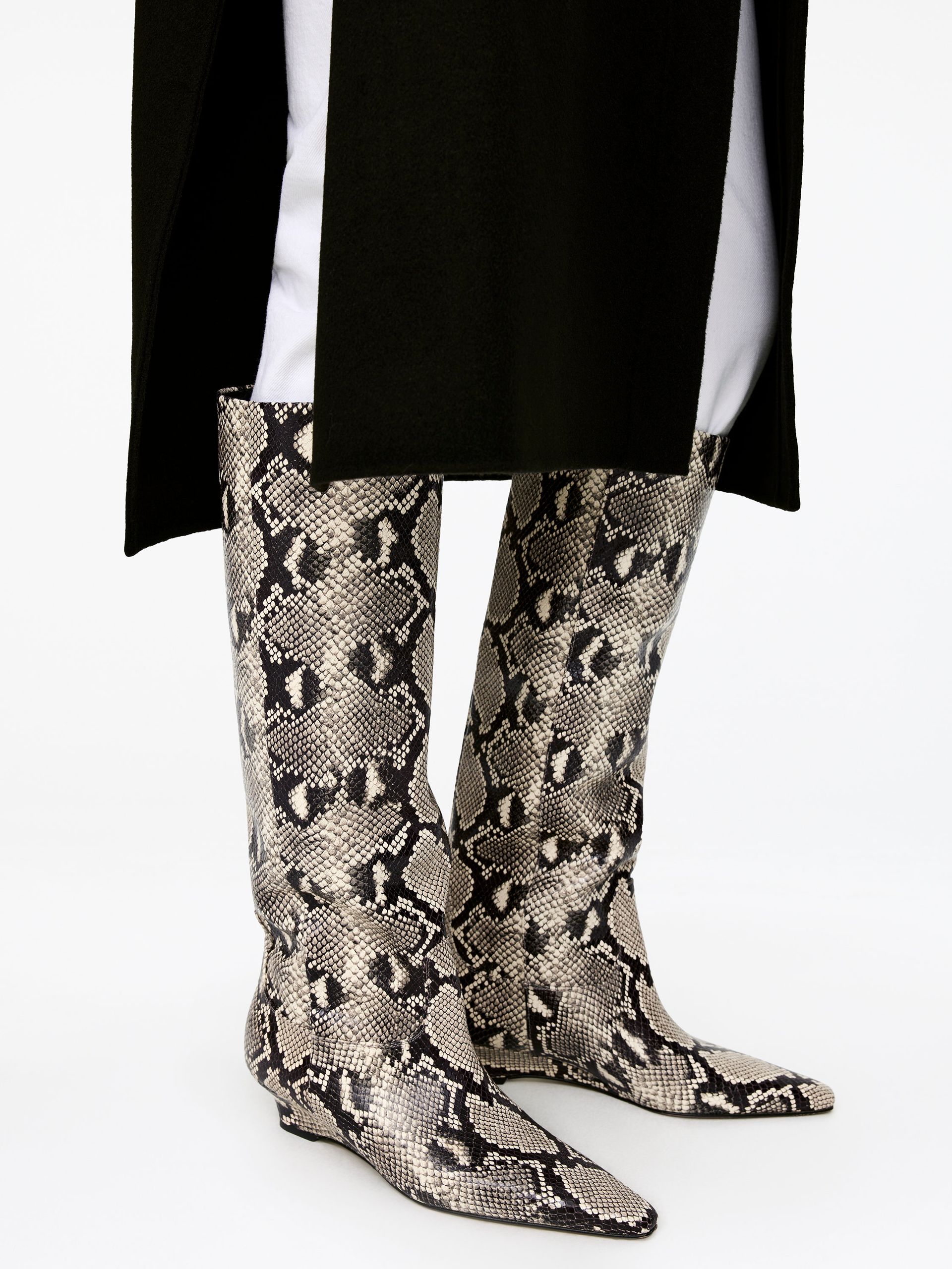 Wedge-Heel Leather Boots – Beige/black – Women – Arket Gb