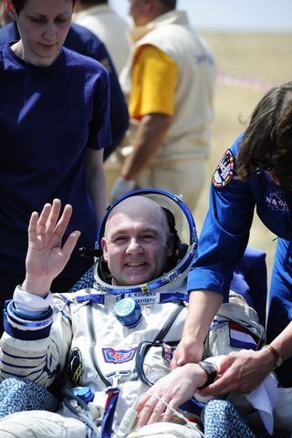 ESA astronaut André Kuipers shortly after returning to Earth on Sunday July 1, 2012.