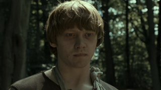 Rupert Grint scowling as Ron in Deathly Hollows Part 1