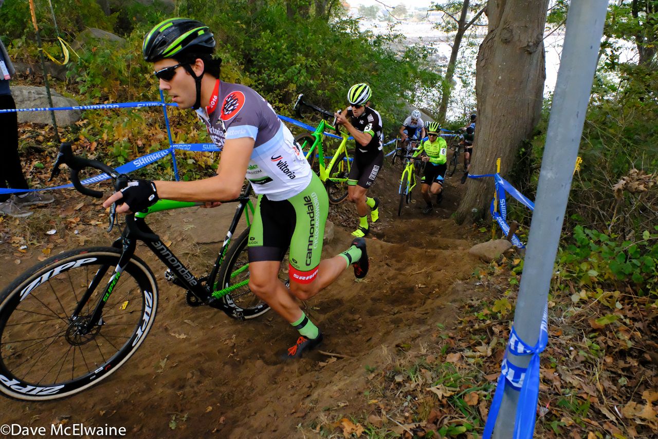 Curtis White (Cannondale) having little problems with the new run-up