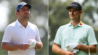 Francesco Molinari (left) and Justin Rose (right) look on during events in 2024