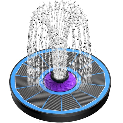 Szmp Solar Fountain 2023 Upgraded 100% Glass Panel, 3.5w Solar Bird Bath Fountains With 7 Nozzle & 4 Fixer, Solar Fountain Pump for Bird Bath, Garden, Patio, Pond, Pool, Fish Tank, (blue), (as10g9)