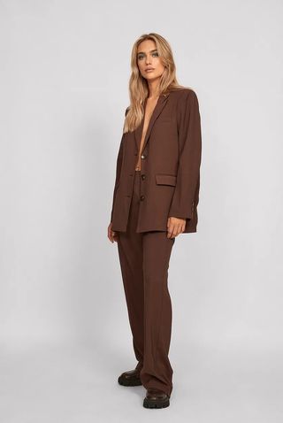 NA-KD Tailored Suit Pants Brown